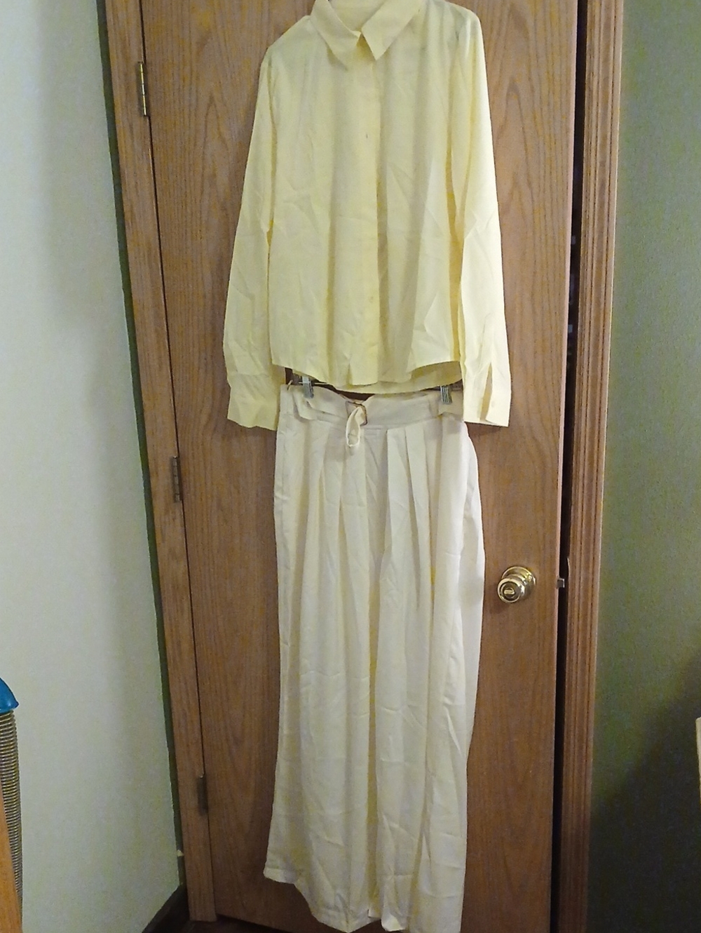 Women's Cream Wide-Leg Skirt with Tie Waist